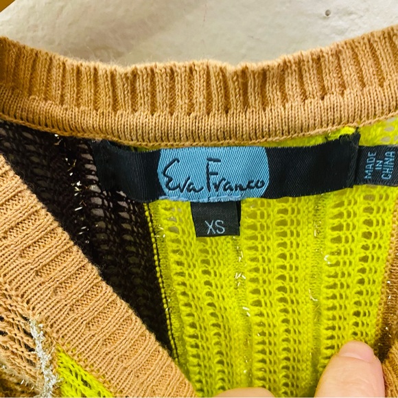 Anthropologie Eva Franco Crewneck Sweater Vest 3D Knit Crop Womens Striped - Picture 7 of 9